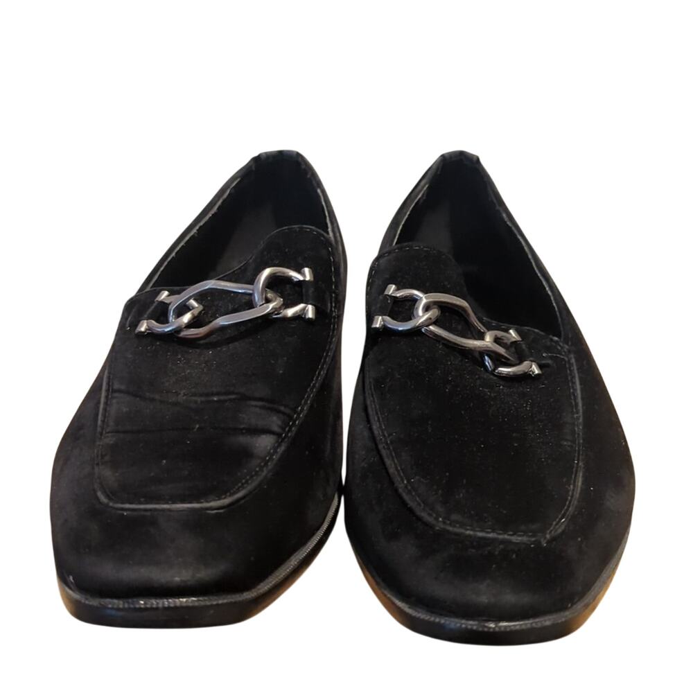 Marco Vitale Collection Black Suede Silver Tone Chain Slide On Loafer Men's 7.5 - Picture 3 of 12